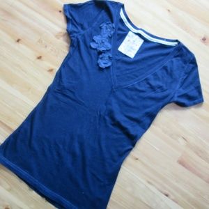 Hollister S Navy V-Neck Tee Shirt Great Condition